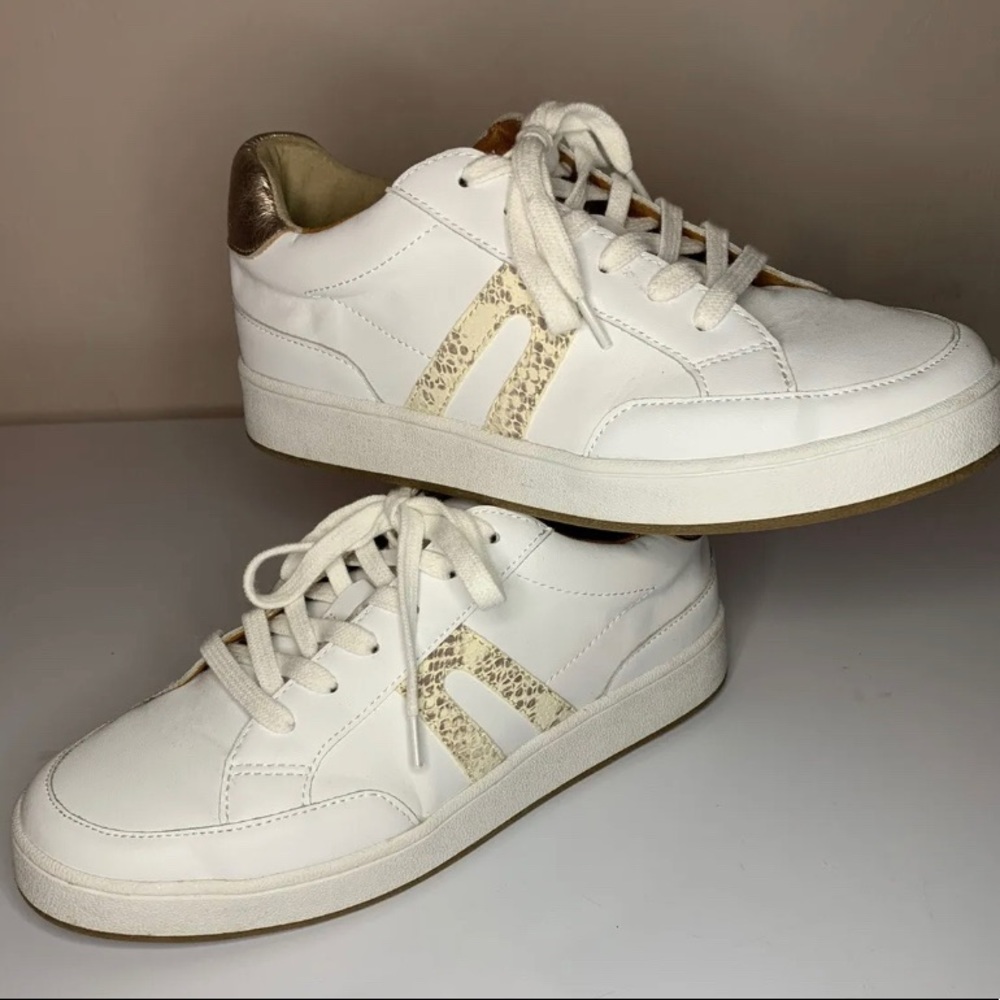 Lucky Brand Sneakers, Size 8, White with gold trim
